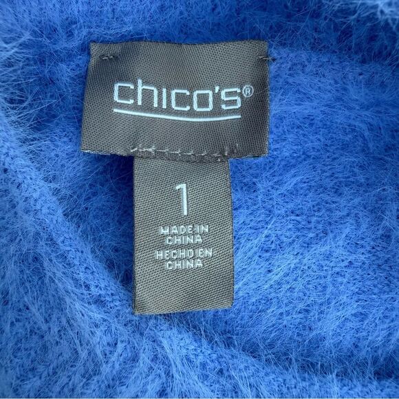 Chico's Wool Free Fuzzy Knit Soft Fluffy Body Friendly Sweater Lavender size 1 - Picture 7 of 8